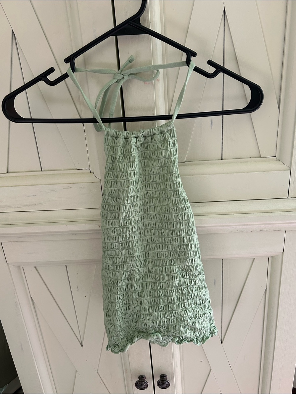 Light Mint Ruched Halter Top